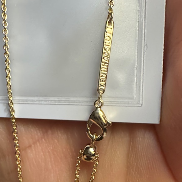 Kendra Scott Gold-Tone Necklace with Turquoise-Blue Quatrefoil Pendant - Picture 4 of 4